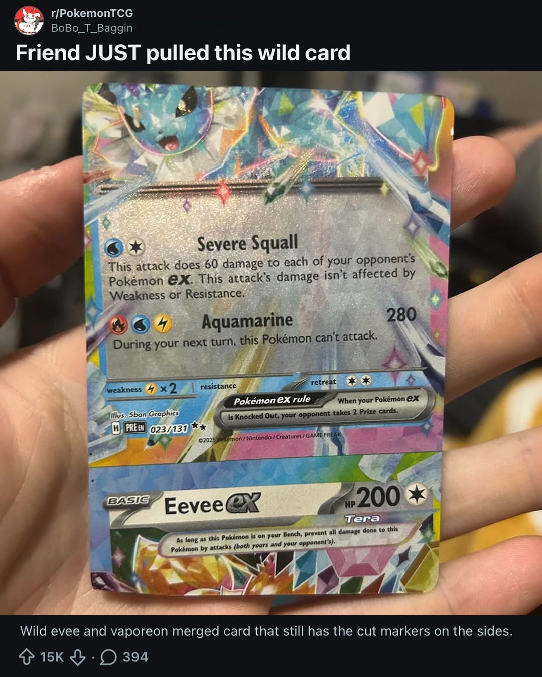 Almost Two Cards in One: The Wild Vaporeon ex Miscut Pokémon Card Stealing Collector Attention